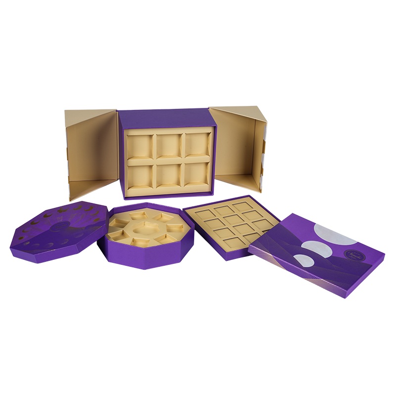 Жесткая двухдверная упаковочная коробка для шоколада.